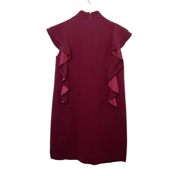 Kate Spade Burgundy Red Ruffle Cap Sleeve Women’s Shift Dress Sz 4 - Picture 9 of 12